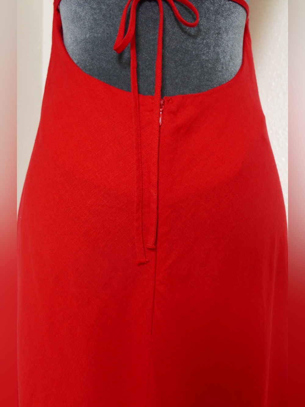 MNG Mango Red Linen Blend Halter Maxi Dress Women’s Medium Boho Summer - Picture 4 of 6